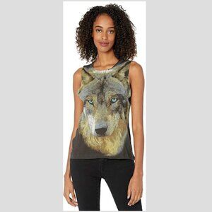Chaser Lone Wolf Graphic Cotton Muscle Tank Top, Size S